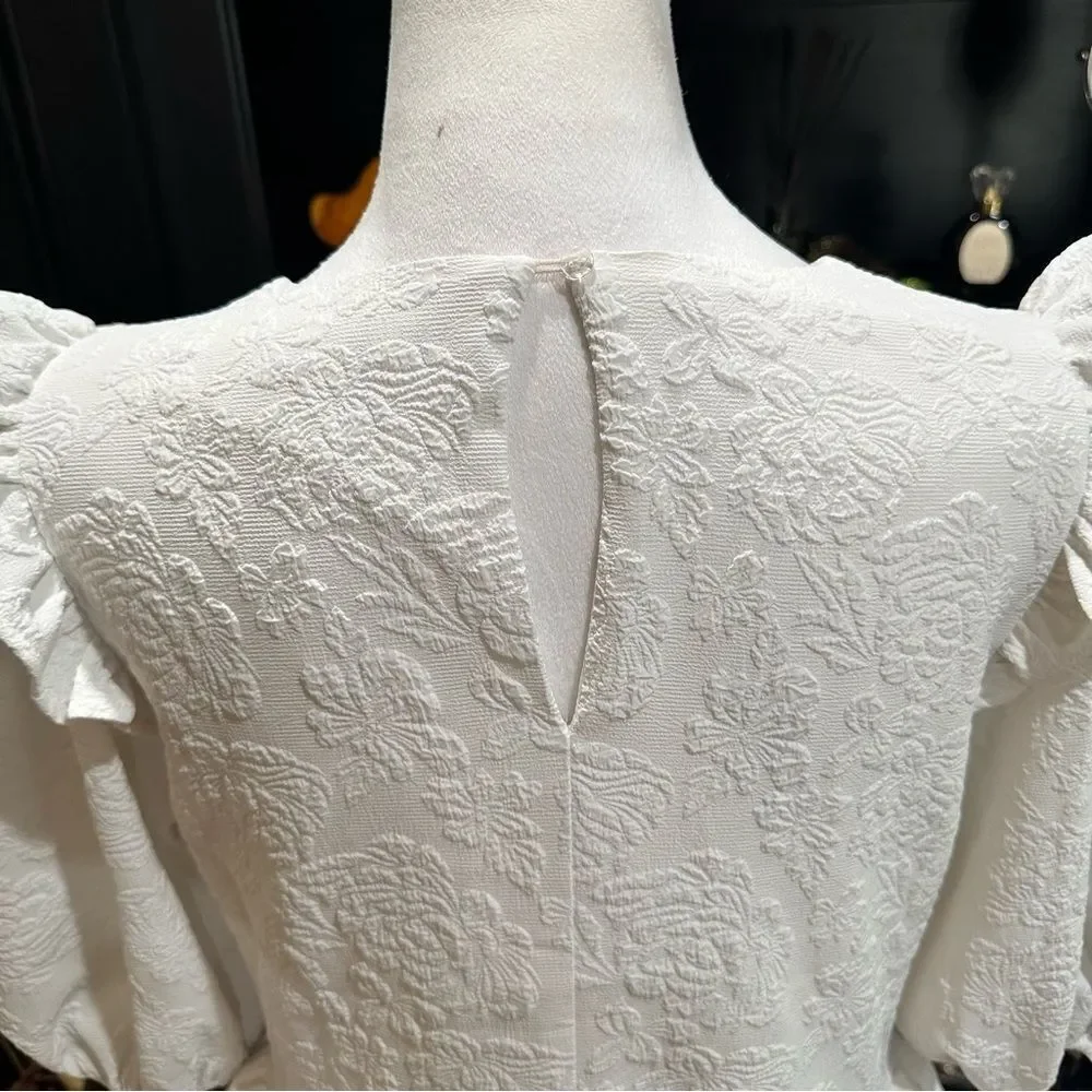Anthropologies Free the Roses White Rose Tiered Blouse Size M